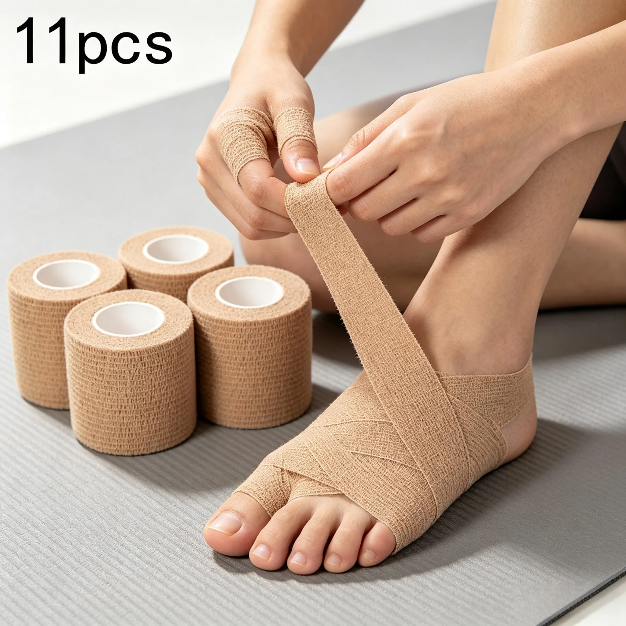11 Rolls Self-Adhesive Elastic Toe Protector Wraps, Breathable Non-Woven Finger& Toe Guards, Elastic Fabric. Prevents Friction C