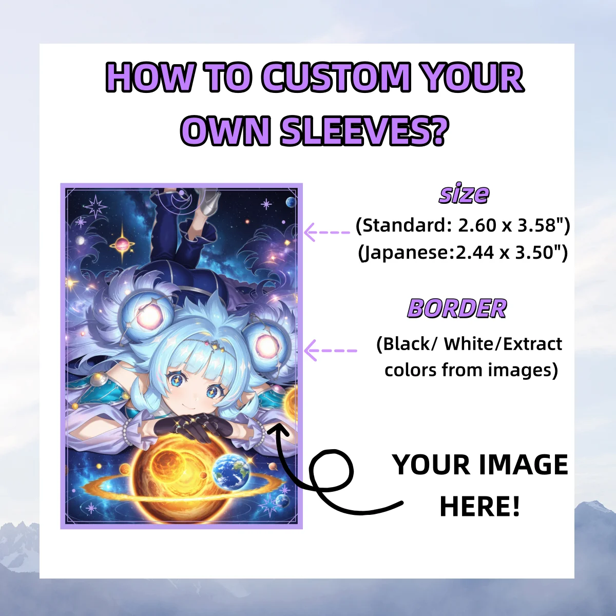 Custom 62x89/66x91mm Holographic/Matte/Glossy Custom Anime Card Sleeves Board Game Cards Protector Card Cover for PTCG/YGO