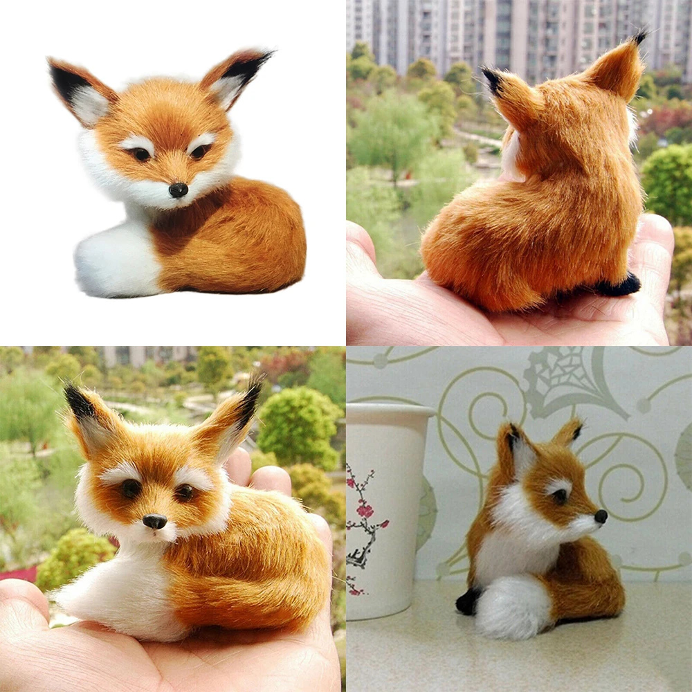 Simulation Animal Foxes Plush Toy Doll Realistic Stuffed Animal Soft Plush Toy Sitting Fox Wedding Birthday Gift for Boys Girls