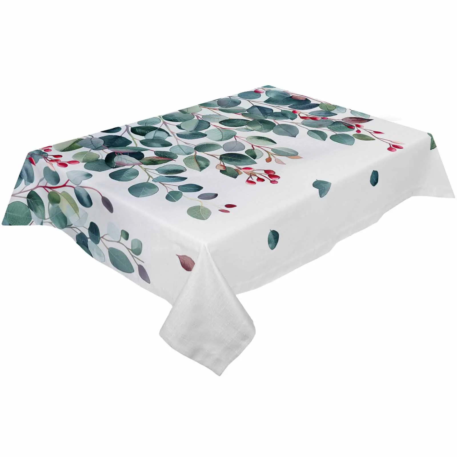 Leaves Branches Fruits Watercolor Waterproof Tablecloth For Table Kitchen Decorative Coffee Cuisine Party Table Cover