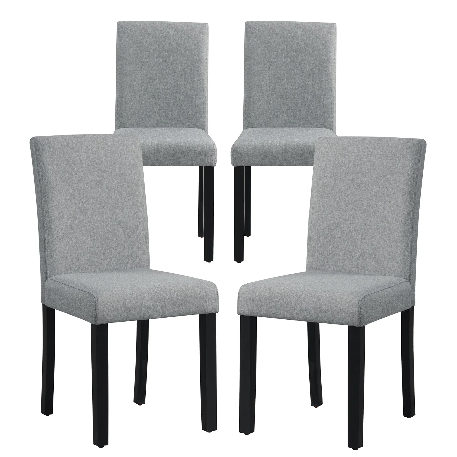 Dining Chair Set of 4 w/ Acacia Wood Frame & Rubber Wood Legs Padded Backrest