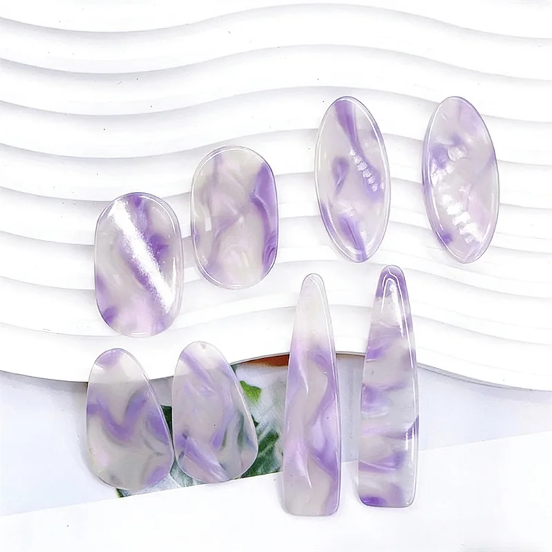 

56pcs/lot color pattern print geometry ovals water Irregular shape acrylic beads without hole diy jewelry garment hair accssory