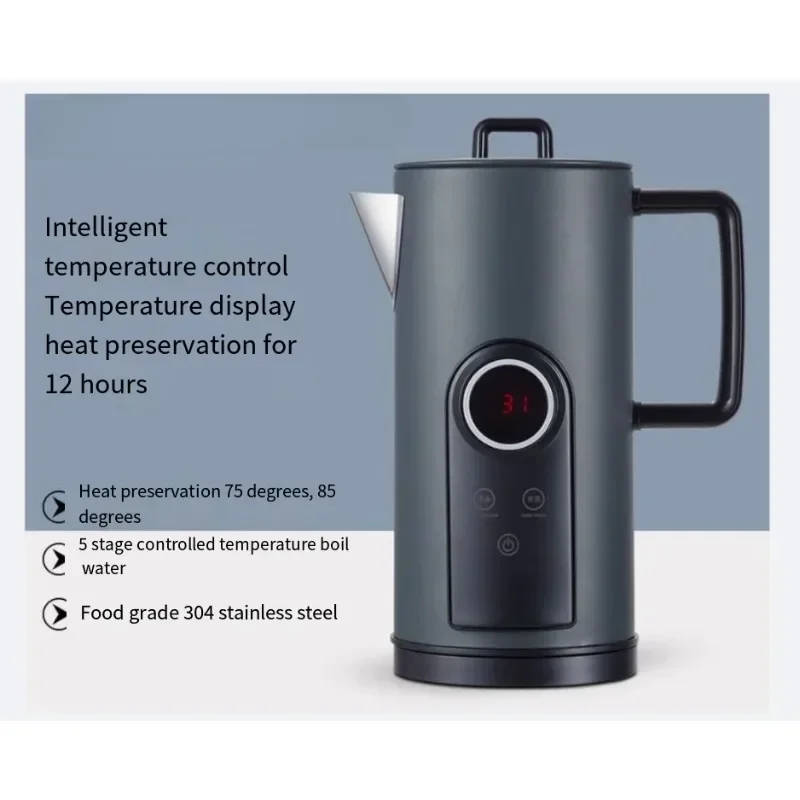 Electric Kettle, Minimalist Style, Adjustable Temperature,stainless Steel Temperature Control, Temperature Display, Quick Burner