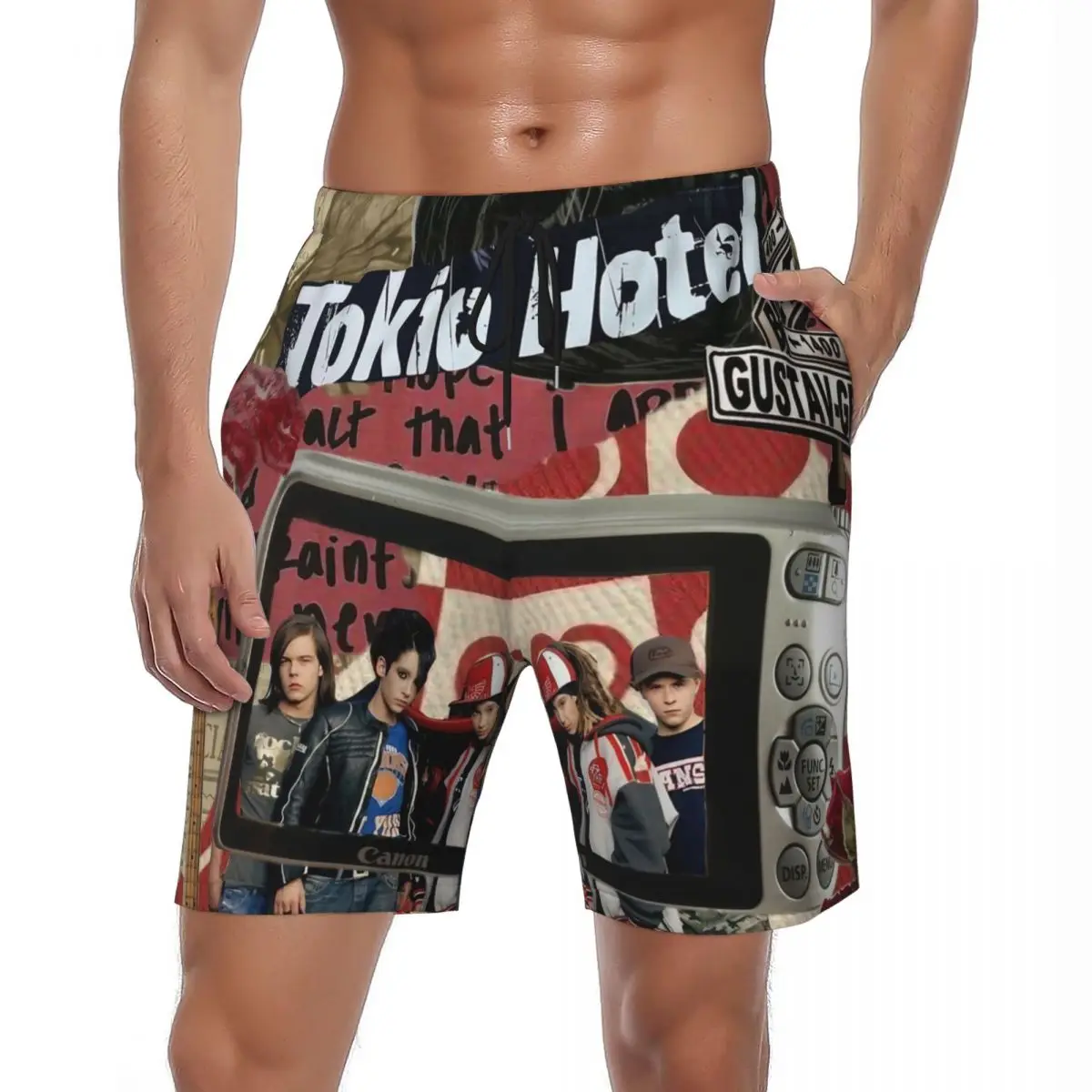 

T-Tokio Шорты для доски в отеле, летняя рок-музыкальная группа, повседневные пляжные шорты, мужские плавки для бега, серфинга, быстросохнущие плавки с узором