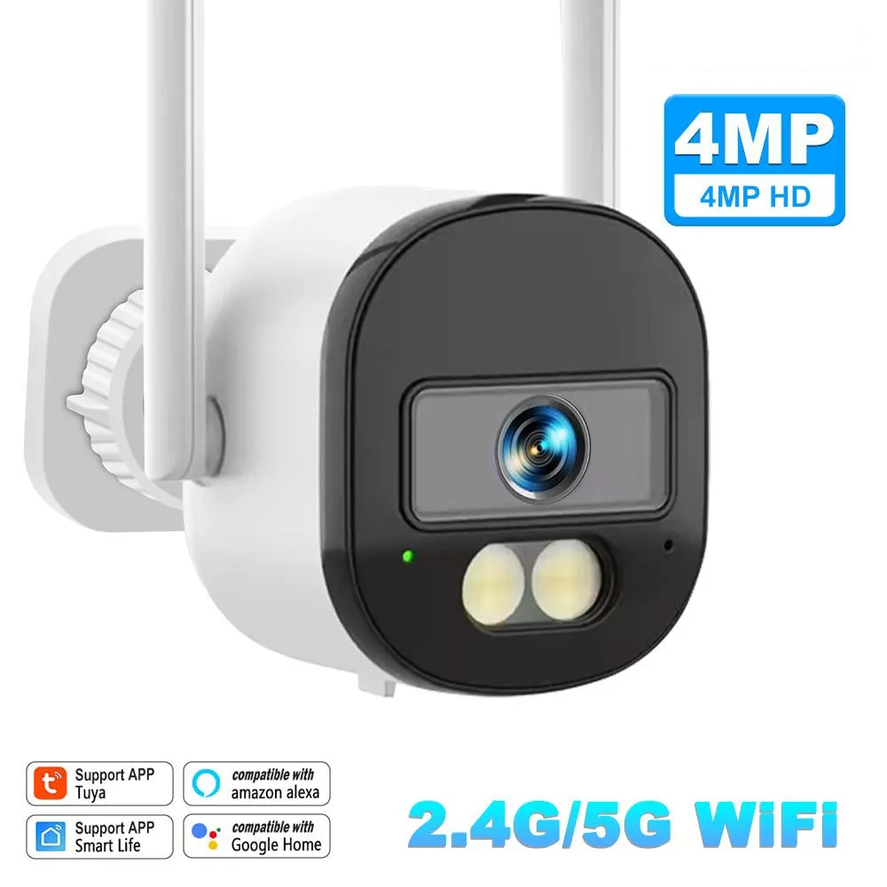 4MP Tuya Bullet Camera 2.4G/5G WiFi Surveillance Camera Outdoor Security Protection Mini CCTV Cam SmartLife Video Cameras Alexa