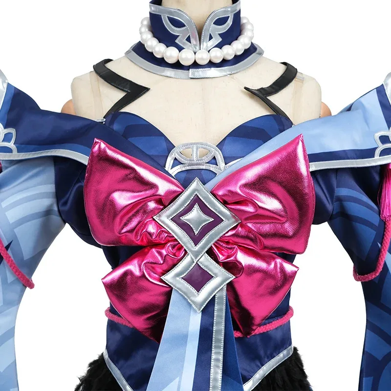 ROLECOS LOL Snow Moon Ahri Strój Cosplay Gra LOL Dziewięcioogoniasty Demon Lis Ahri Kostium Halloween Damski Pluszowe Nakładki na Stopy