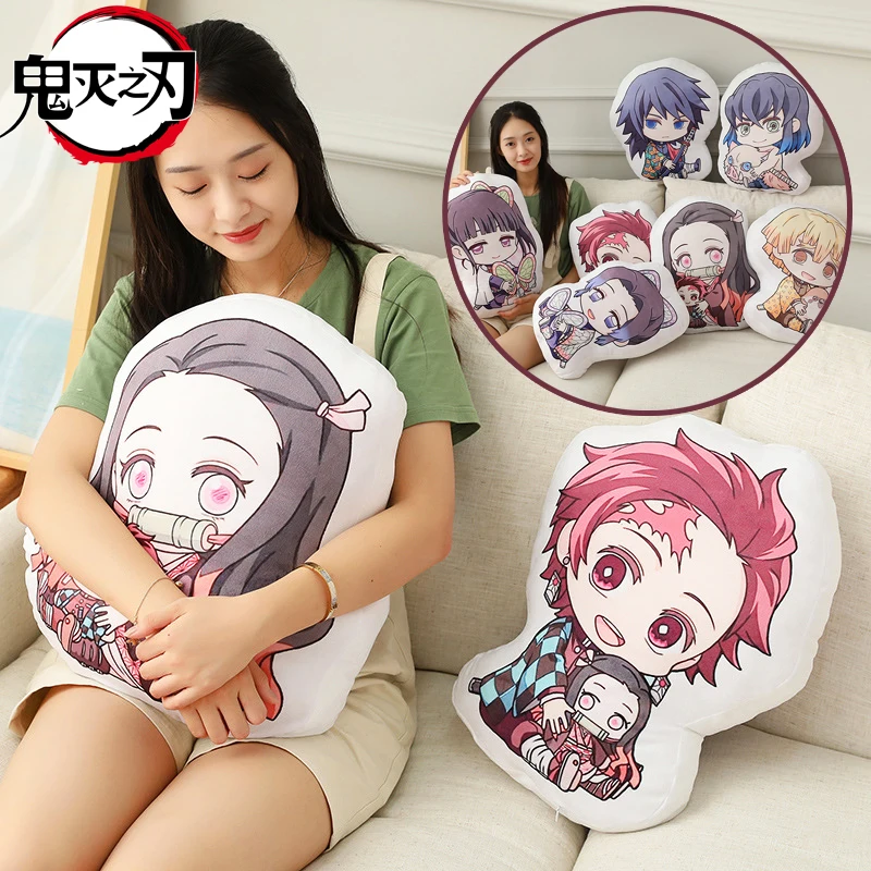 Kawaii Demon Slayer Nezuko Cuddly Toy Anime Tanjirou Pillows Doll Cute Shinobu Sofa Cushions Stuffed Doll Pendants 12CM 45CM