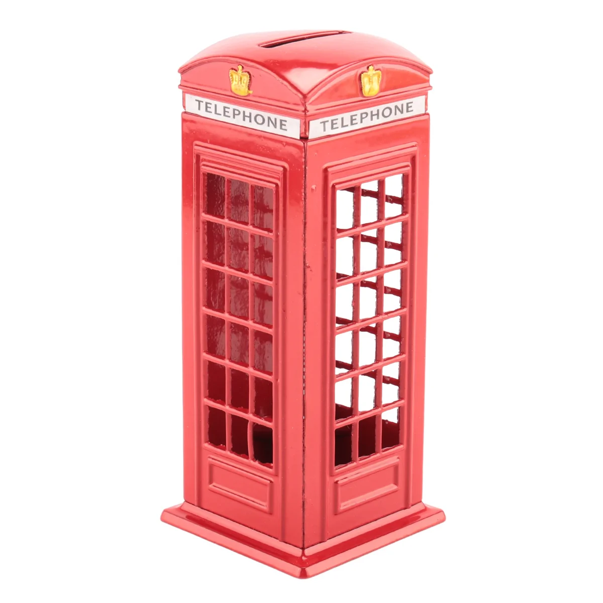 T88C Metal Red British English London Telephone Booth Bank Coin Bank Saving Pot Piggy Bank Red Phone Booth Box 140X60X60Mm