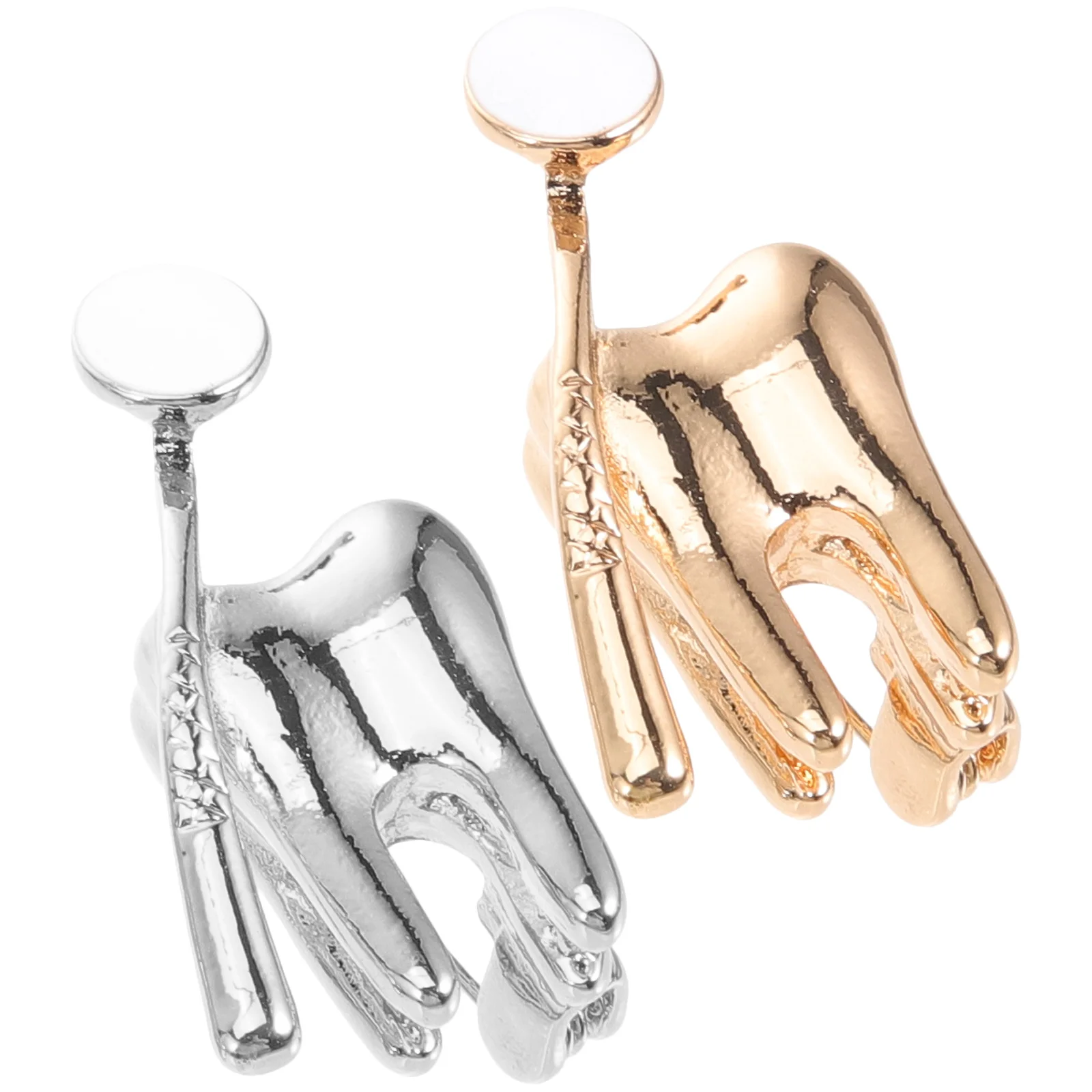 เข็มกลัดรูปฟัน 2 ชิ้น ทำจากโลหะ ดีไซน์ทันสมัย ทนทาน เหมาะสำหรับติดเสื้อ กระเป๋าเป้ หมวก ชุดสูท อุปกรณ์ทางการแพทย์สำหรับพยาบาล