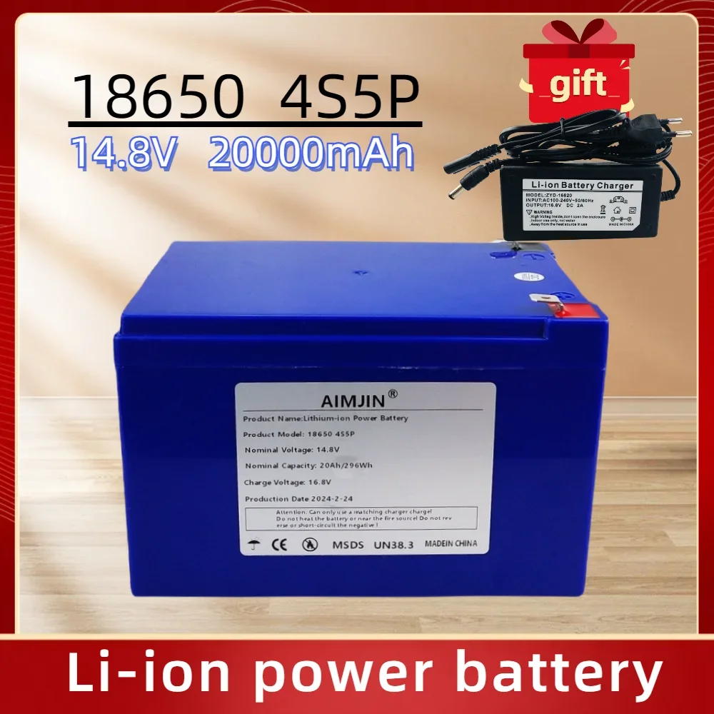 

4S5P 14.8V 20Ah Lithium-ion 18650 Battery Pack built-in BMS Suitable for 16.8V Equipment, High-power Inverter, Tourist Car Solar