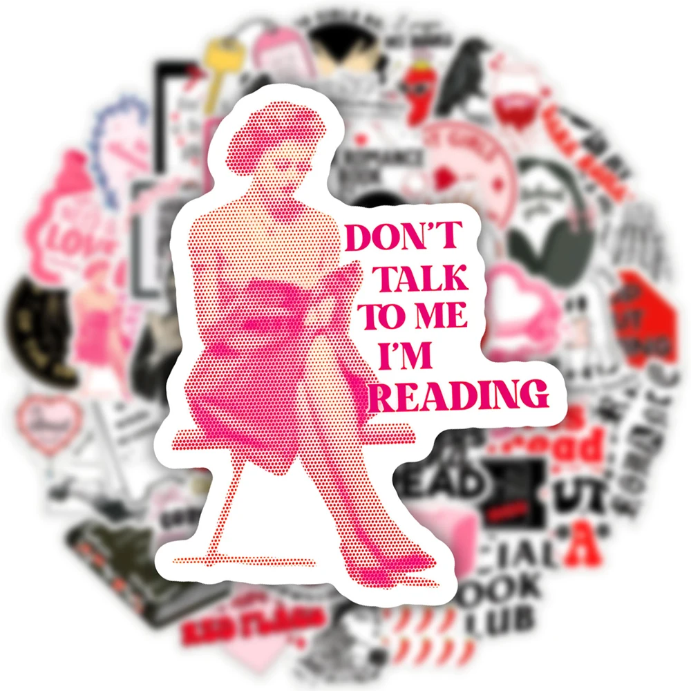 

10/30/50pcs Cute Pink Smut Bookish Stickers Dark Romance Read Cartoon Decals Scrapbook Phone Guitar Diary Creative Sticker Pack