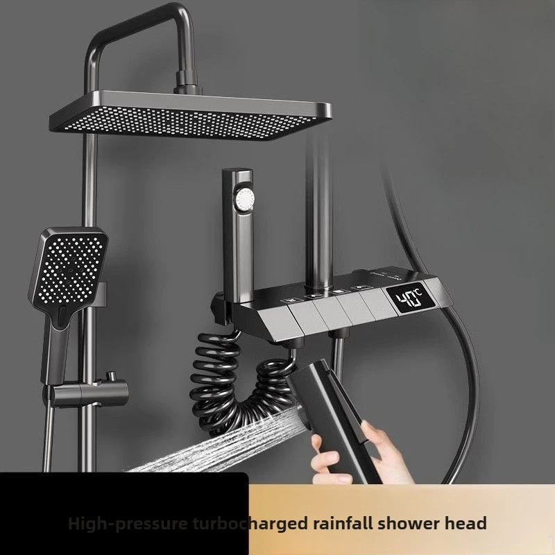 

Shower Head All Copper Piano Digital Display Bathroom Hot and Cold Shower Constant Temperature and Pressure Nozzle Shower Set
