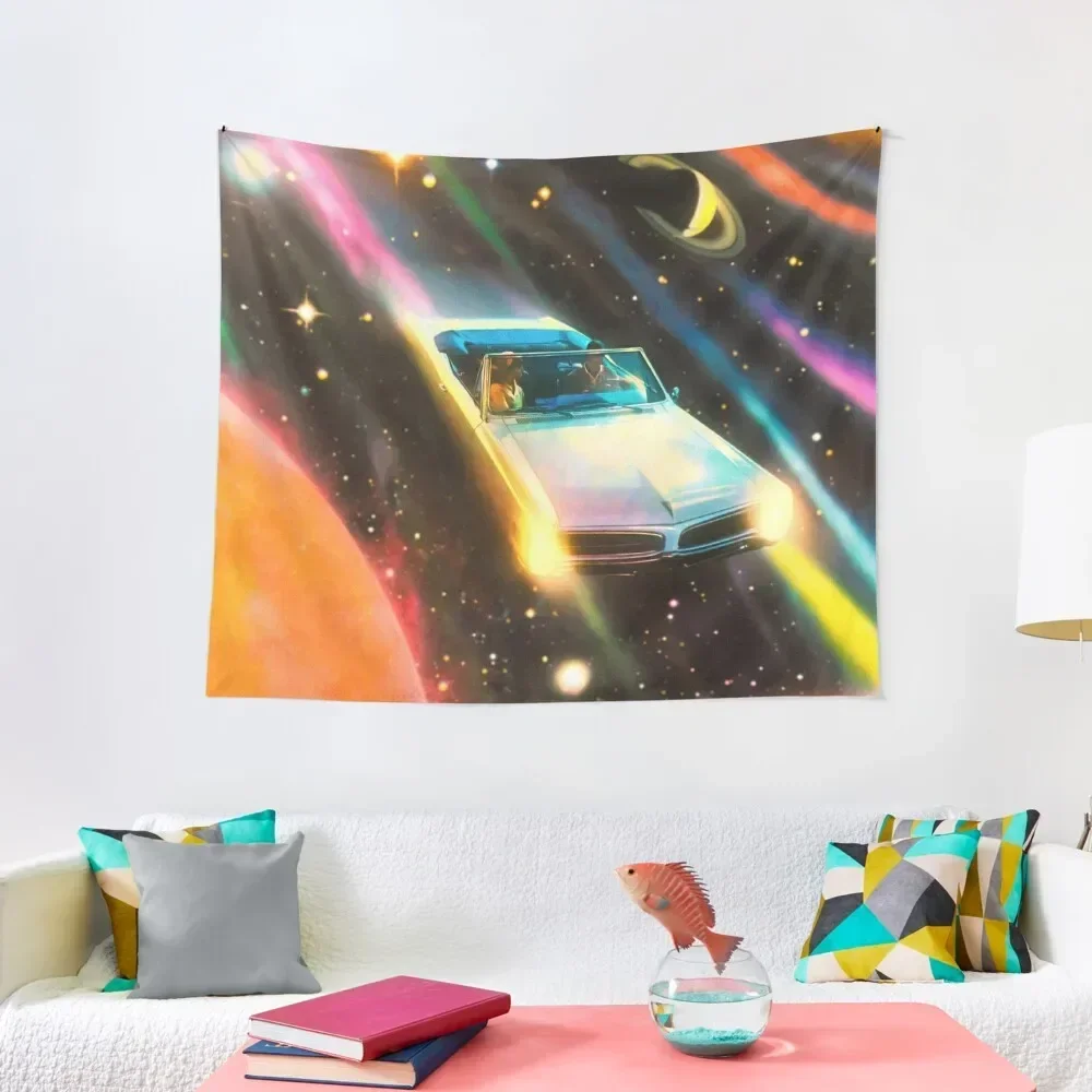 When The Light Gets In - Colorful Sci-Fi Space Exploration Adventure Collage Art, Retro-Futuristic Design Tapestry