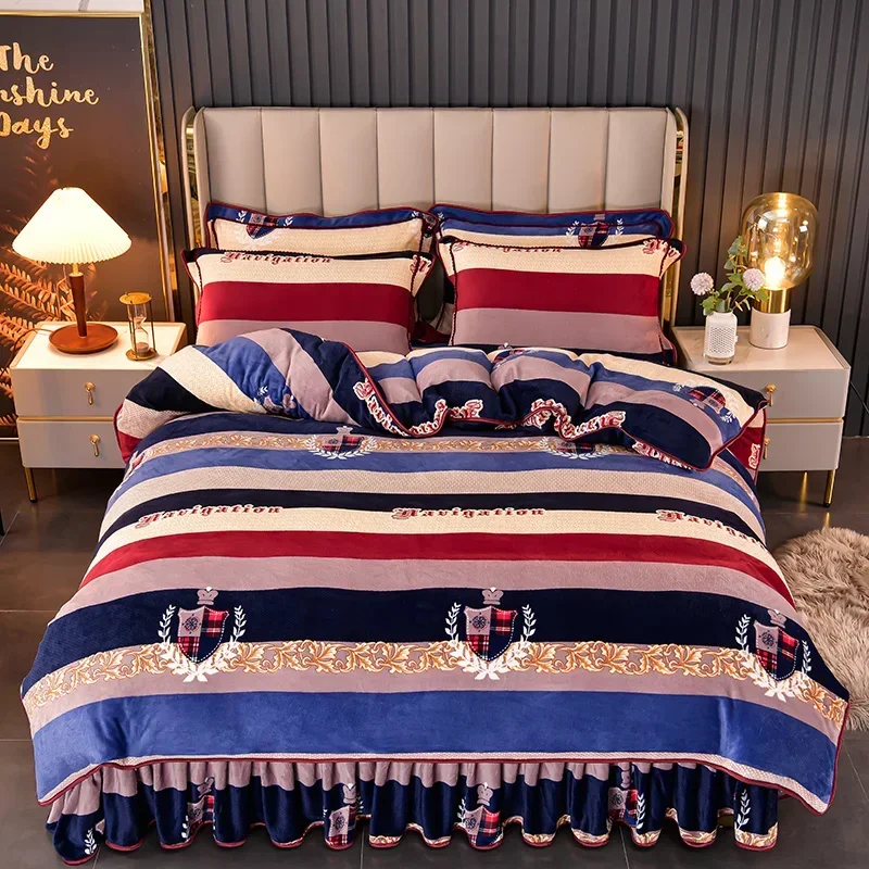 Luxury Microfiber Flannel Wool Quilt Set Bedding Set Quilt