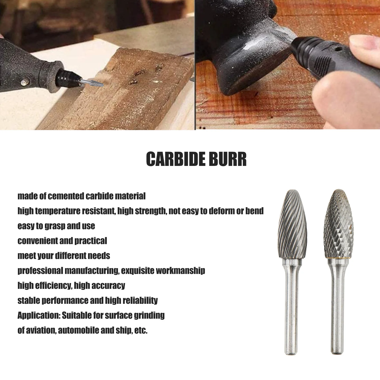 

Rotary Files 45mm Long Shank Long Durability 14mm Cutter Dia Single Double Cut Carbide Burrs for Aviation Automobile Ship