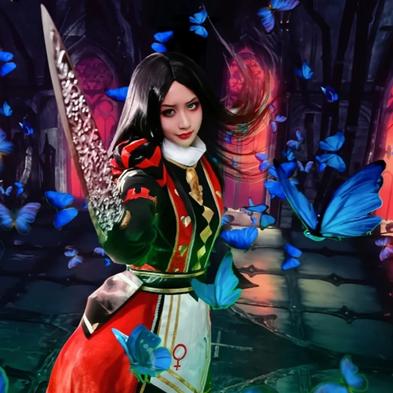 

Game Alice Madness Returns Princess Cosplay Costume The Royal Poker Outfit Red Dress Women Girls Halloween Party Role Play Suit