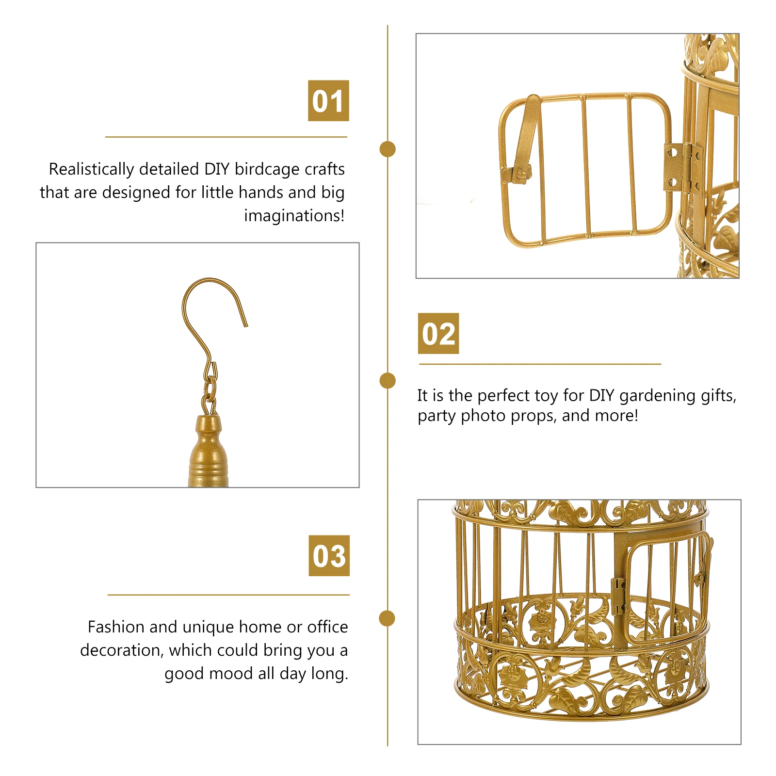 

Creative Iron Decoration 3D Ornamental Home Office Wedding Party Diy Birdcage Craft European Style Showcase Adornment Desktop