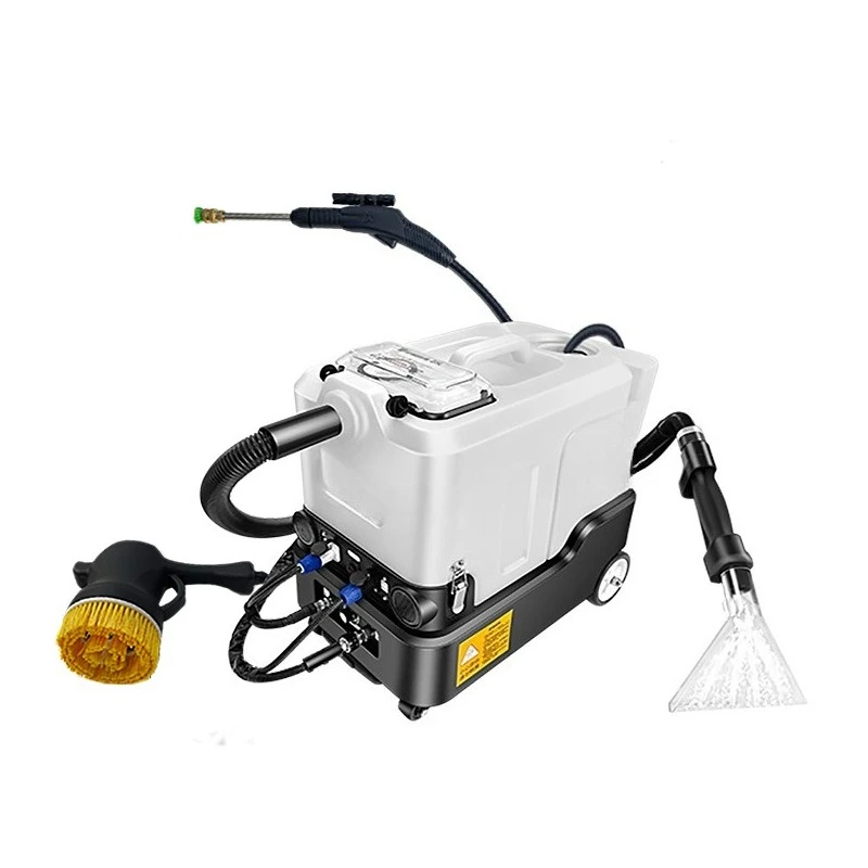 

Steam fabric cleaning mechanism, bubble grinding, brushing, spraying and pumping integrated home appliance cleaning machine