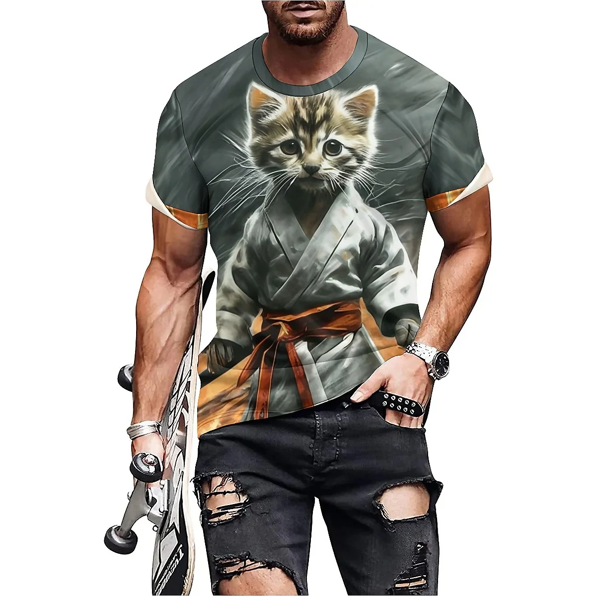 

Vintage Cute Illusion Pattern Men's 3D Printed Short-Sleeve T-Shirt - 3D Party Top