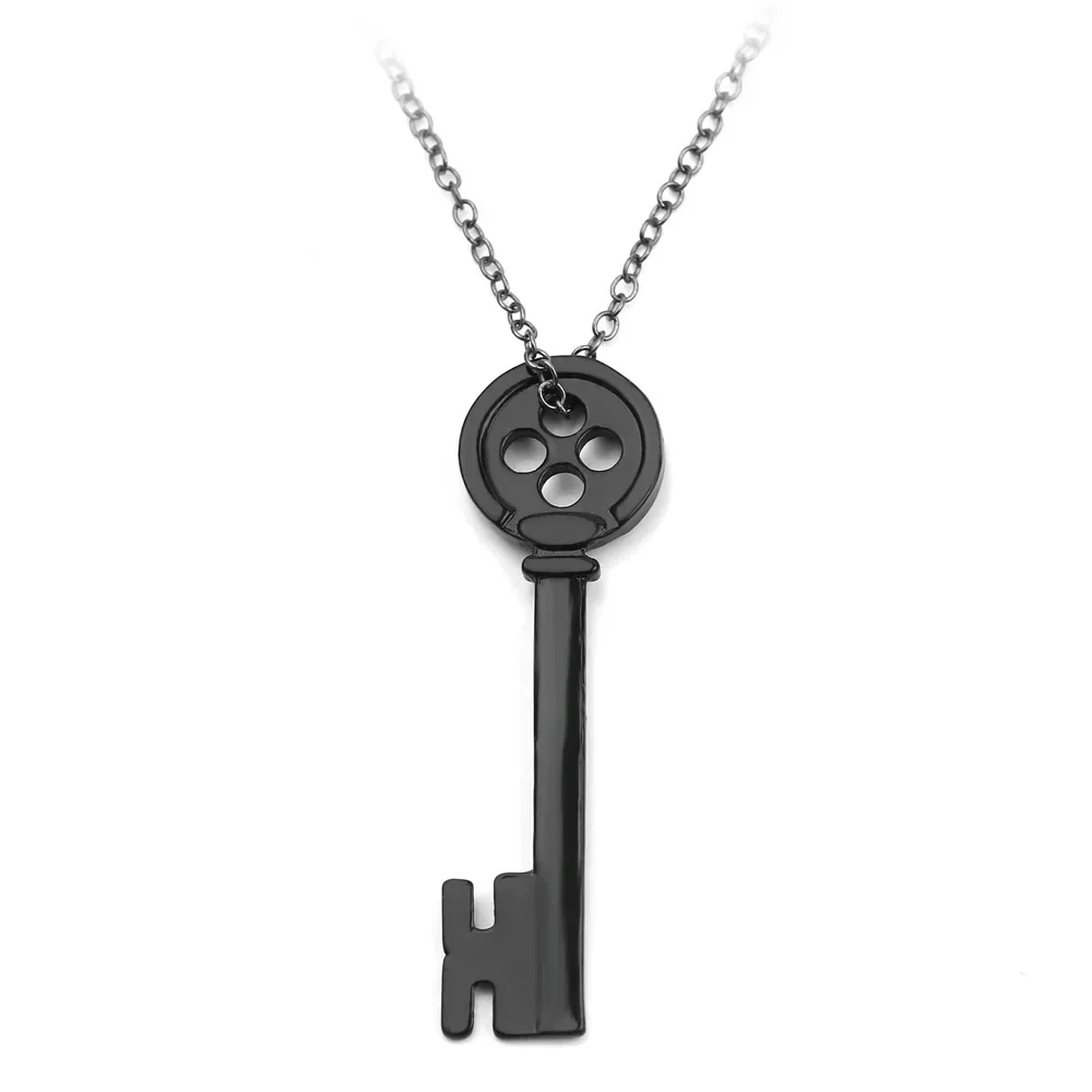 Movie Coraline Black Button Key of The Secret Door Pendant Necklaces Cosplay for Men and Wowen Gifts Accessories Whoelsale