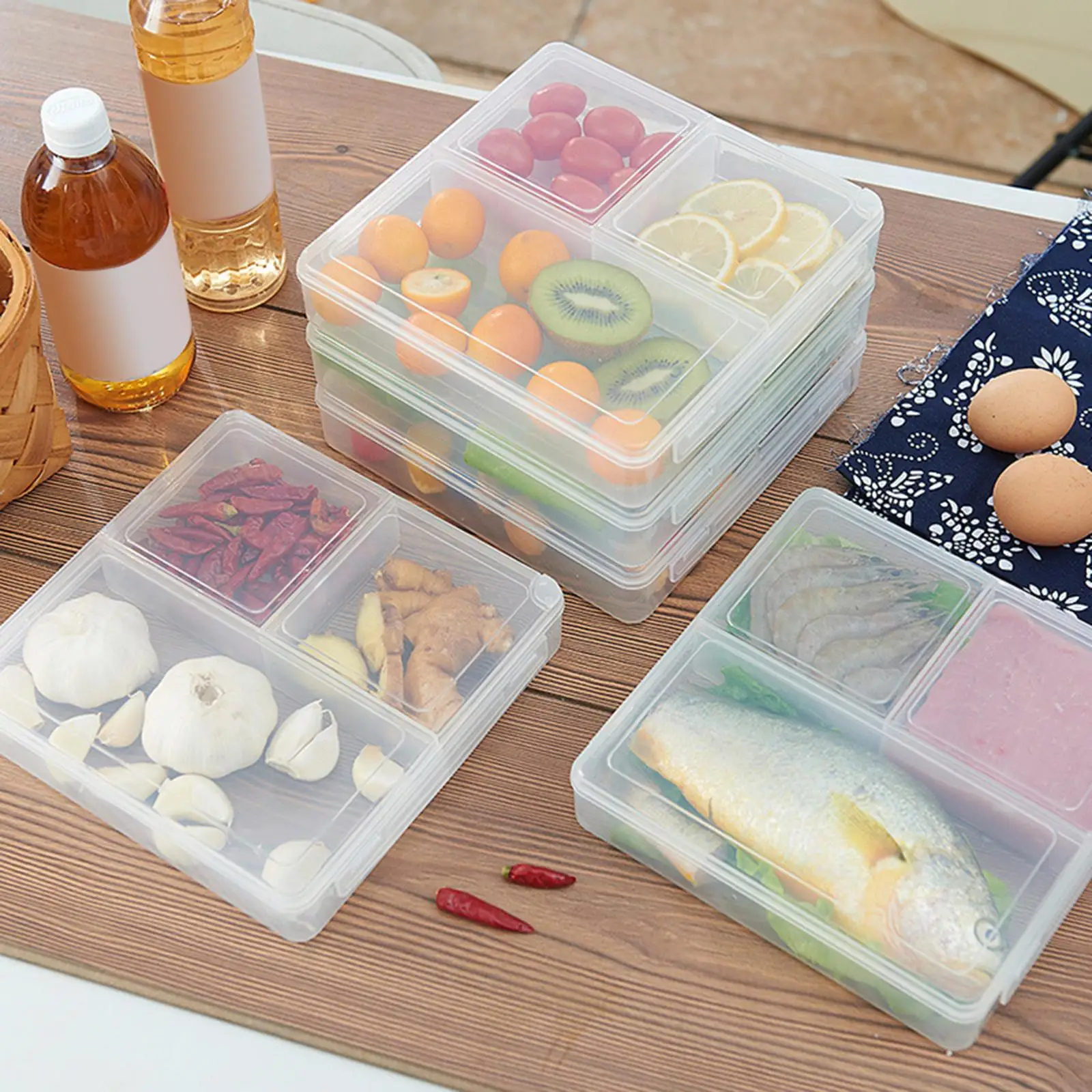 2x Transparent Food Storage Container-with Durable Lids Separate Stackable Plastic Organizer Food Holder for Pantry image 4