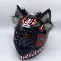 Decoración para casco eléctrico de motocicleta, orejas de lobo estéreo 3D, accesorios para casco de motocicleta plegables de felpa, pegatinas, estilo de Cosplay