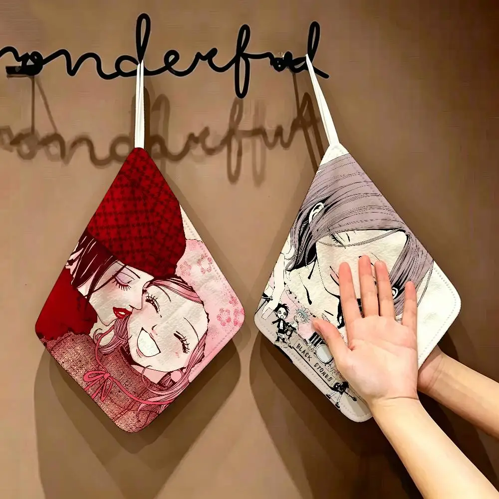 N-NANA Emotional-Josei Hanging Style Hand Wiping Towel, Polyester Cotton, Anti-fade for Indoor Kitchen Living Room
