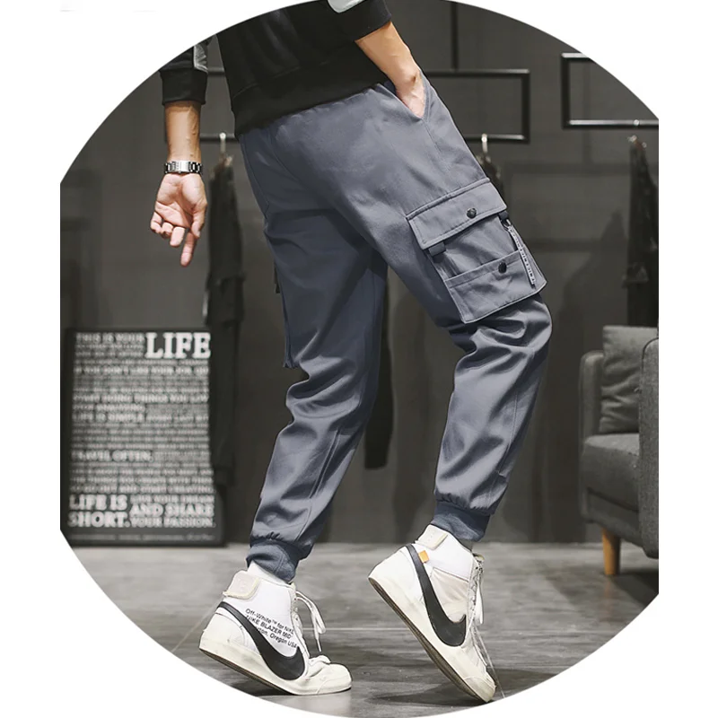 Pantaloni cargo retrò americani da uomo Pantaloni larghi affusolati Pantaloni casual neri leggeri per la primavera estate autunno streetwear