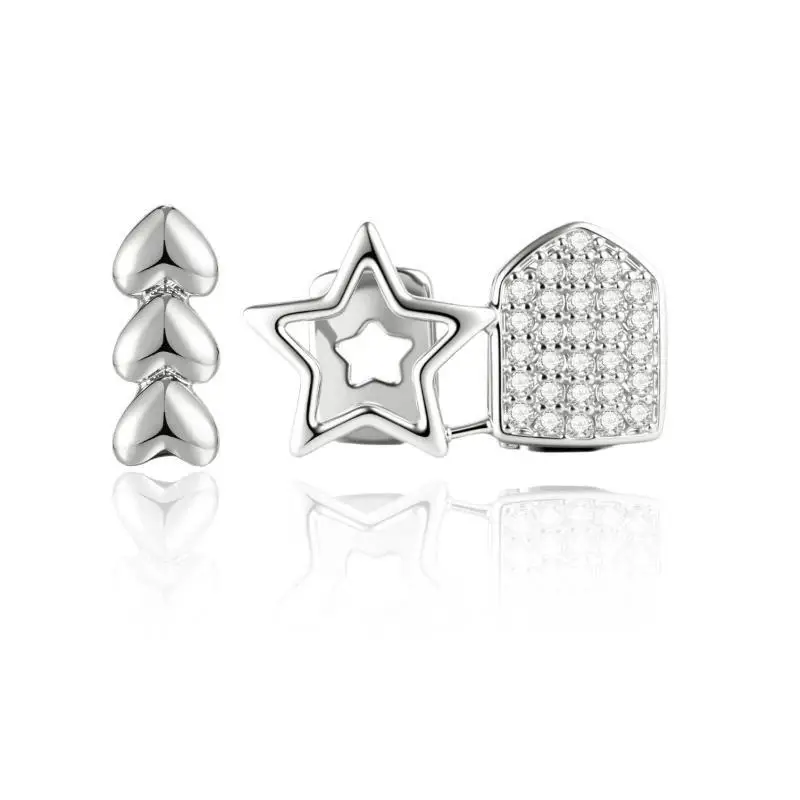 1/2 Stück Geometrischer Zahn-Grillz-Schmuck, Unregelmäßige Form, Zirkonia, Doppelter Hohlstern, Zahnschmuck – Detail 5