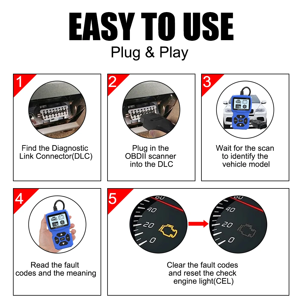 Check Engine System Read Vehicle Information Car Diagnostic Tool V750 OBD2 Scanner Code Reader Battery Tester Multi-language