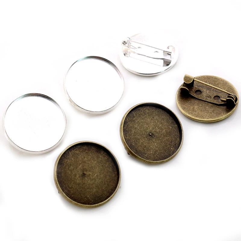10 sztuk 20mm rozmiar wewnętrzny antyczny brąz posrebrzany broszka styl Cabochon ustawienie podstawy Charms wisiorek
