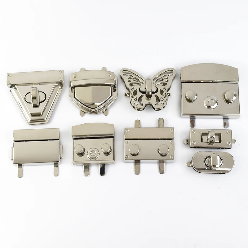 

2Pcs Silver Metal Locks Buckle Bag Handbag Twist Turn Lock Clasp Purse Wallet Closure Rotating Clasps DIY Decor Sewing Accessory