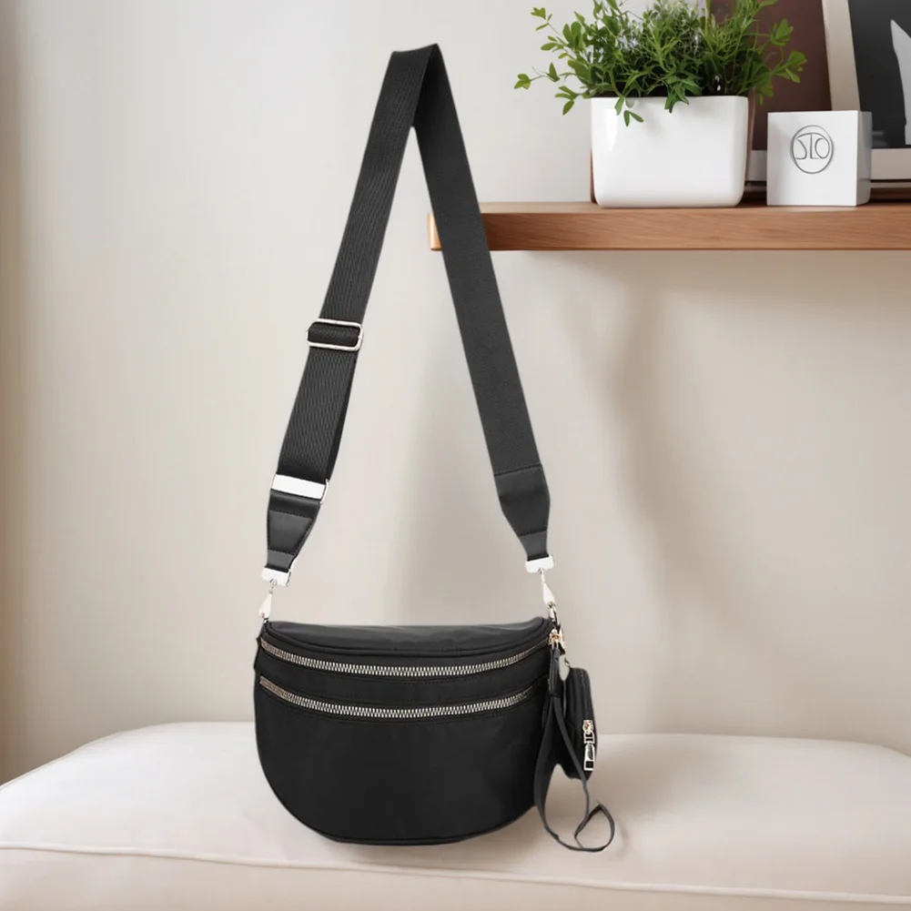 

Nylon Crossbody Bag with Adjustable and Removable Strap Spacious Fanny Packs Solid Sling Bag Wallets Purses for Women