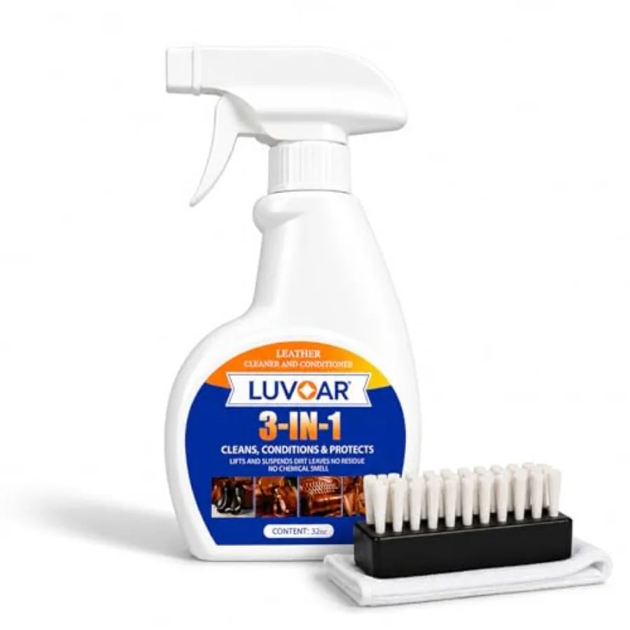 

3-in-1 Leather Cleaner and Conditioner Spray, Cleans Conditions and Protects Leather, for Car Seats, Sofas, Bags, Shoes, Furnit