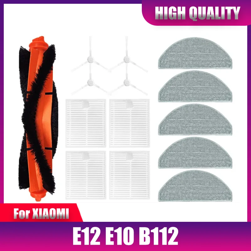 

For Xiaomi E12 E10 B112 home appliance sweeping robot vacuum cleaner main brush side brush mop cloth HEPA filter spare parts