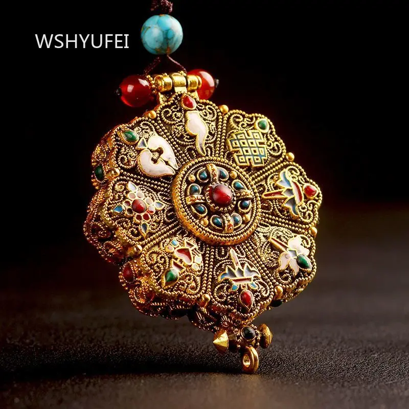 Lucky Lotus Box Can Open Pendant Chinese Alloy Ornament Carry with You Can Store Items Alloy Handicrafts Clothing Accessories
