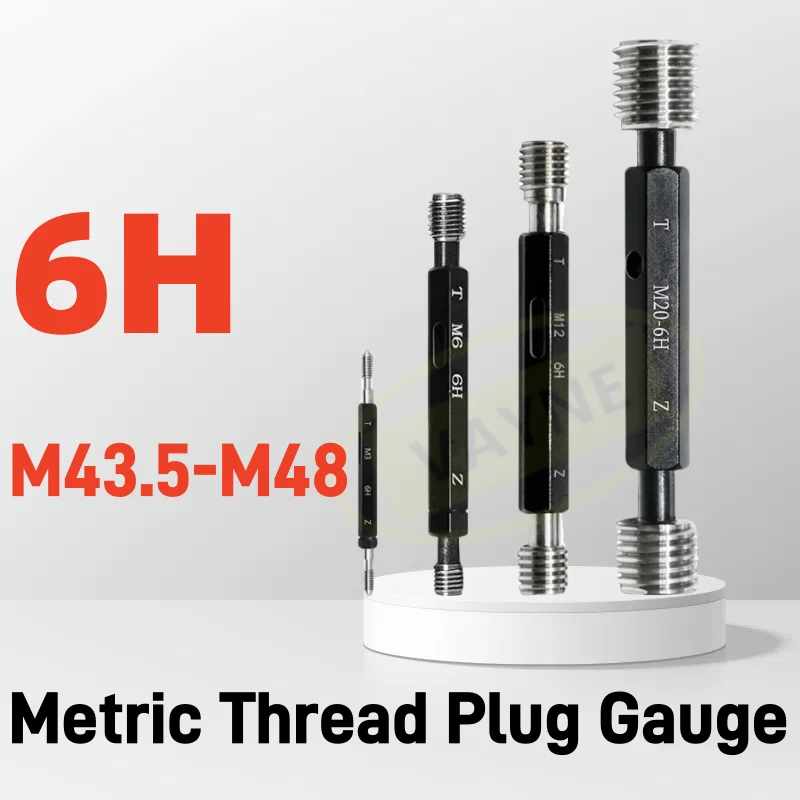 1pcs 6H M43.5-M48  Steel Thread Gauge Metric Fine Thread Plug Gauge High Quality wholesale M43.5 M44 M45 M46 M47 M48