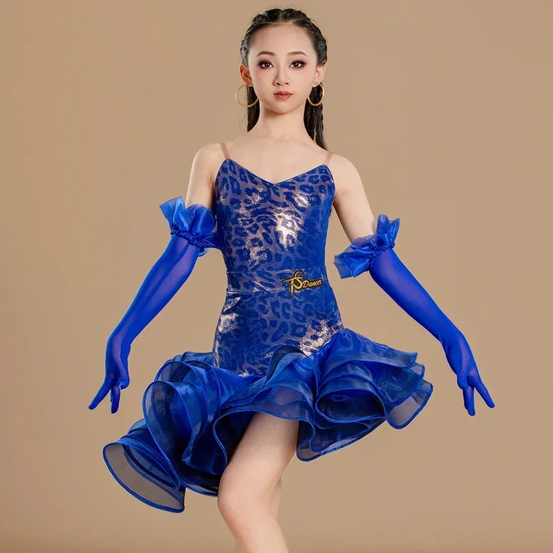 ラテンダンス サスペンダー メッシュ フィッシュボーン スカート セット 女性用 試験 プロフェッショナル ステージ パフォーマンス コスチューム レッドとブルー