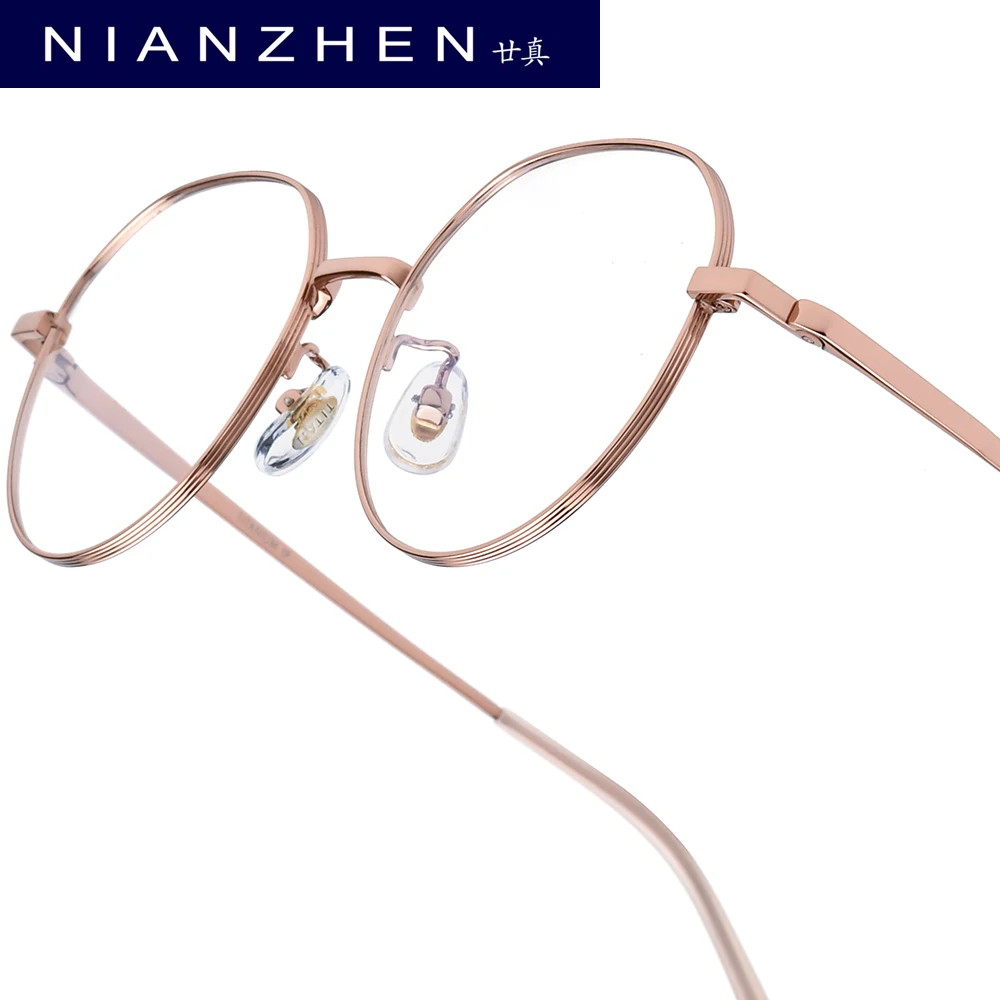 NIANZHEN Titanium Alloy Glasses Frame Women Round Brand Design Eyeglasses Men Ultralight-Weight Retro Eyewear Spectacles 35001