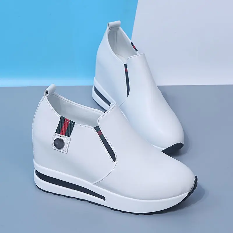 Giày Thời Trang Nữ Giày Mùa Xuân, Mùa Thu Phụ Nữ Pu Phẳng Đáy Dày Giày Slip On Giày Casual Nền Tảng Tăng Bên Trong Giày