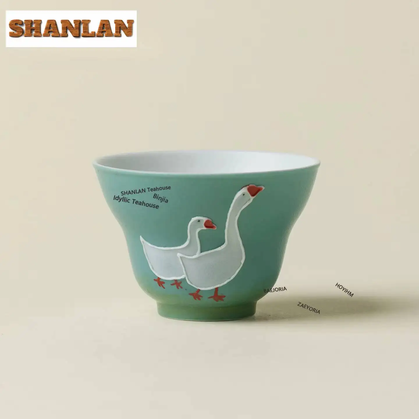 35ml Hand Painted White Goose Teacup Elegant Tea Bowl Sample Tea Cup Tea-tasting Smelling Cup Jianzhan Master Cups For Tea Gifts