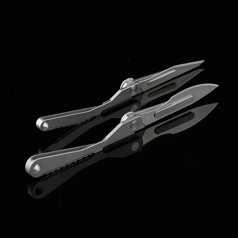 Imagem -04 - Titanium Alloy Knife Handle Suit para No.11 Bisturi Handle Ferramenta Portátil Edc Faca Dobrável Hilt Substituir Lâmina Presente 23 Lâminas