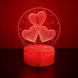 3D Lamp illusion I Love You LED Night Light RGB Color Changing Touch Child Nightlight Room Bedroom Decor Valentine's Day Gifts