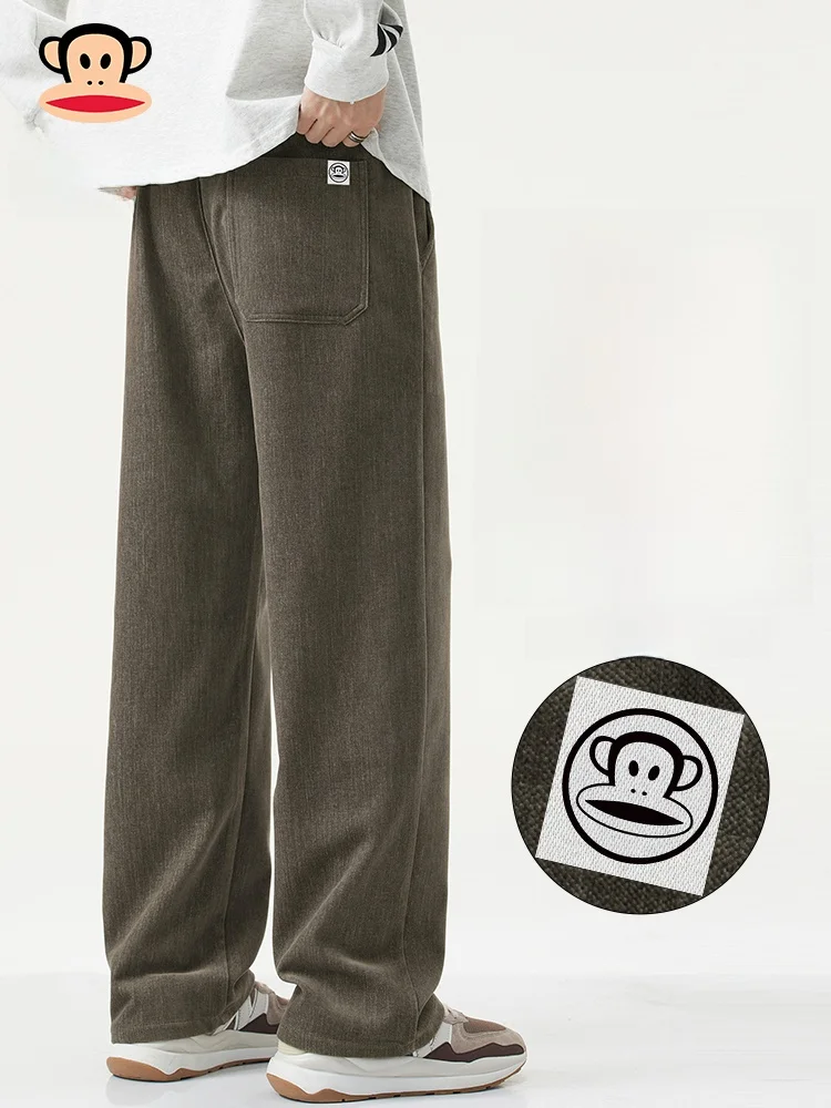 

PaulFrank Loose Straight Leg Men's Casual Pants Comfortable Vintage Sporty Wide Leg Long Trousers Daily Wear Autumn Season