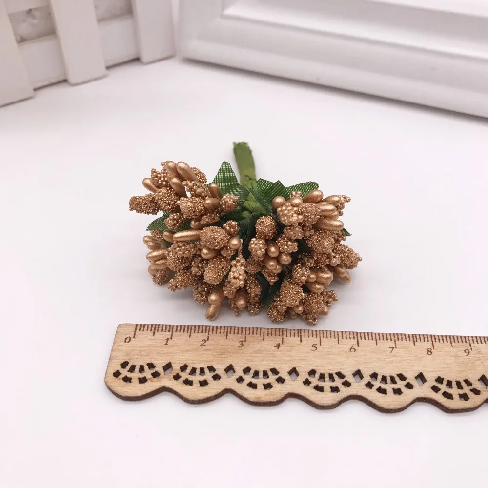12 pcs Stamen Sugar Handmade Artificial Flowers Cheap Wedding Decoration DIY Wreath Needlework Gift Box Scrapbooking Fake Flower