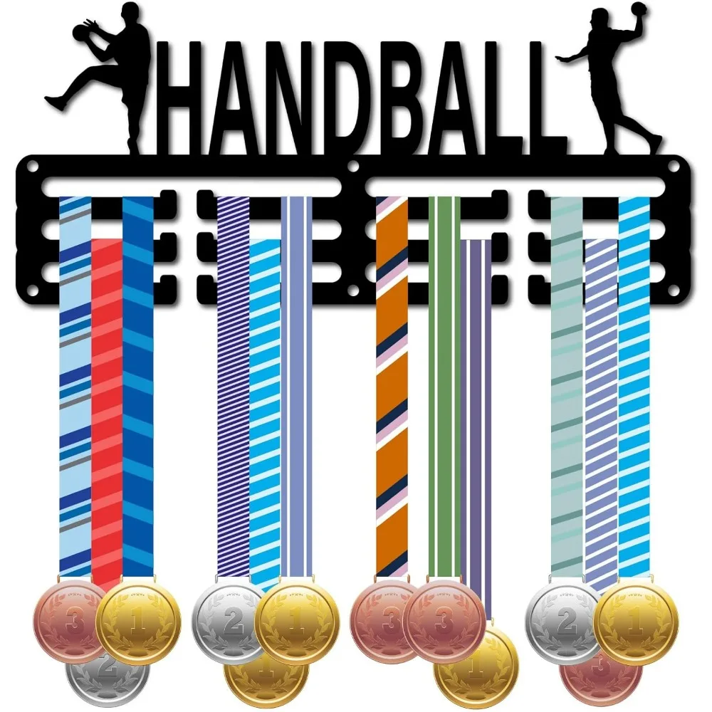Porte-médaille de handball, cintre de sport, présentoir, rubans de récompense, petite évaluation, métal T1 monté pour mur, confrontation 40 + noix de coco