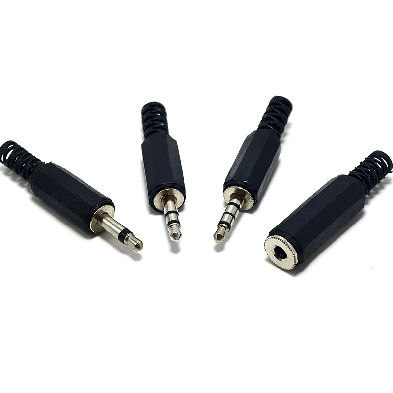 3.5mm Audio Plug Connector Black Plastic Shell 2 3 4 Pole Male Female Headphone Jack DIY Repair Audio Cable Replacement Adapter