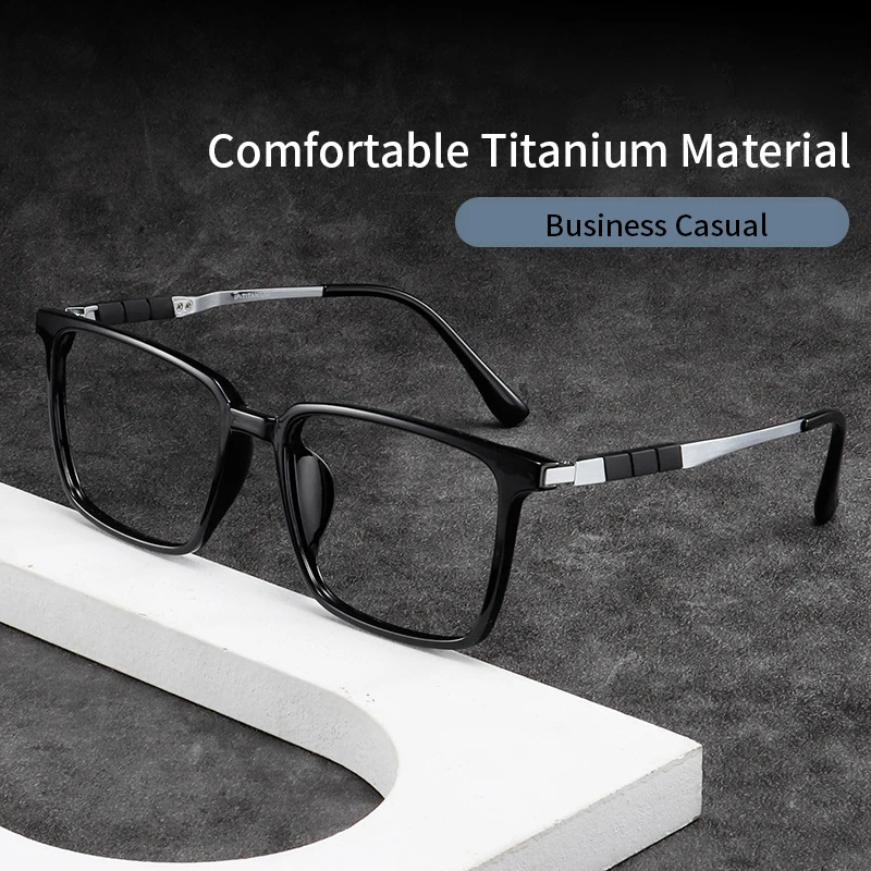 

Xbora TR90 Titanium Eyeglass Frames Men Women Fashion Comfort Optical Full Frame Square Prescription Eyeglasses Large Size 7007