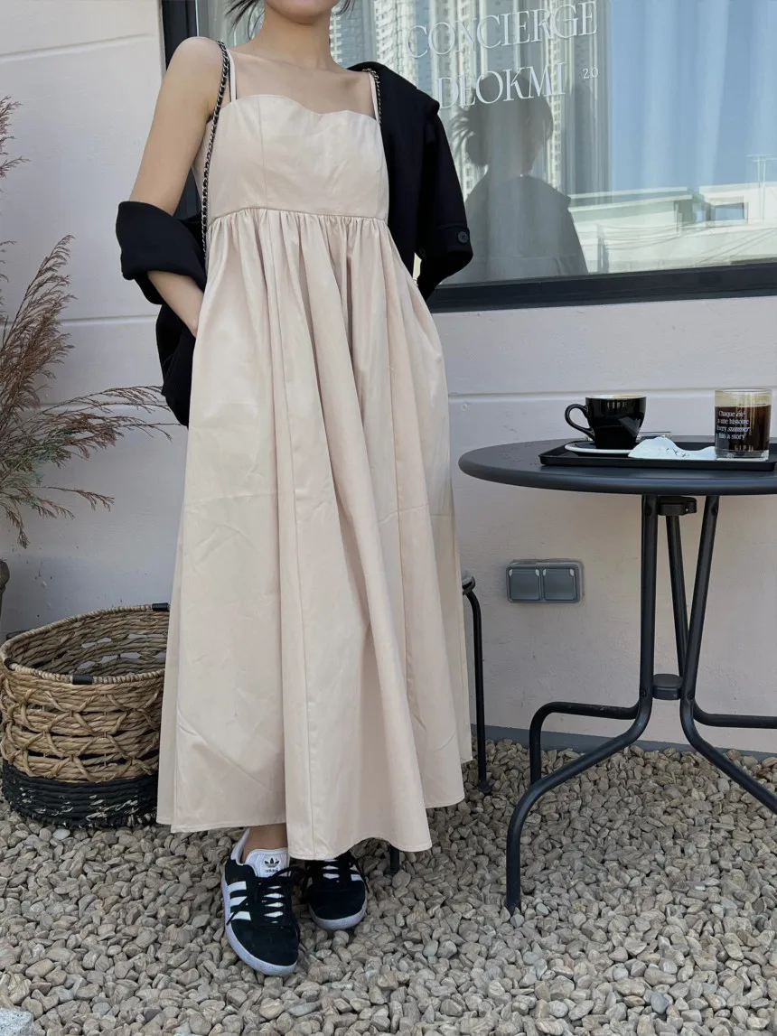 Simples chique verão strapl dr feminino doce jovem maxi saia camadas de algodão a linha saia cintura alta commute dr