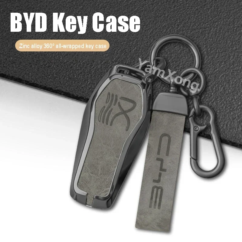 

For BYD Han plus DMI Qing pro Dmi EV Smart Keyless Protect Case Keychain Hold Alloy Remote Key Case Cover Car Accessories